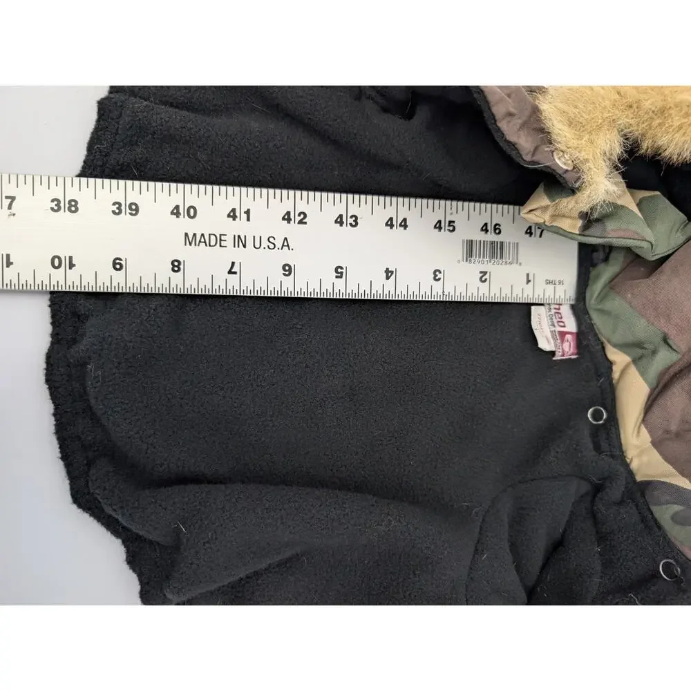 Theo Camo Hooded Dog Jacket Faux Fur Trim Front Sleeves Cozy Winter Coat